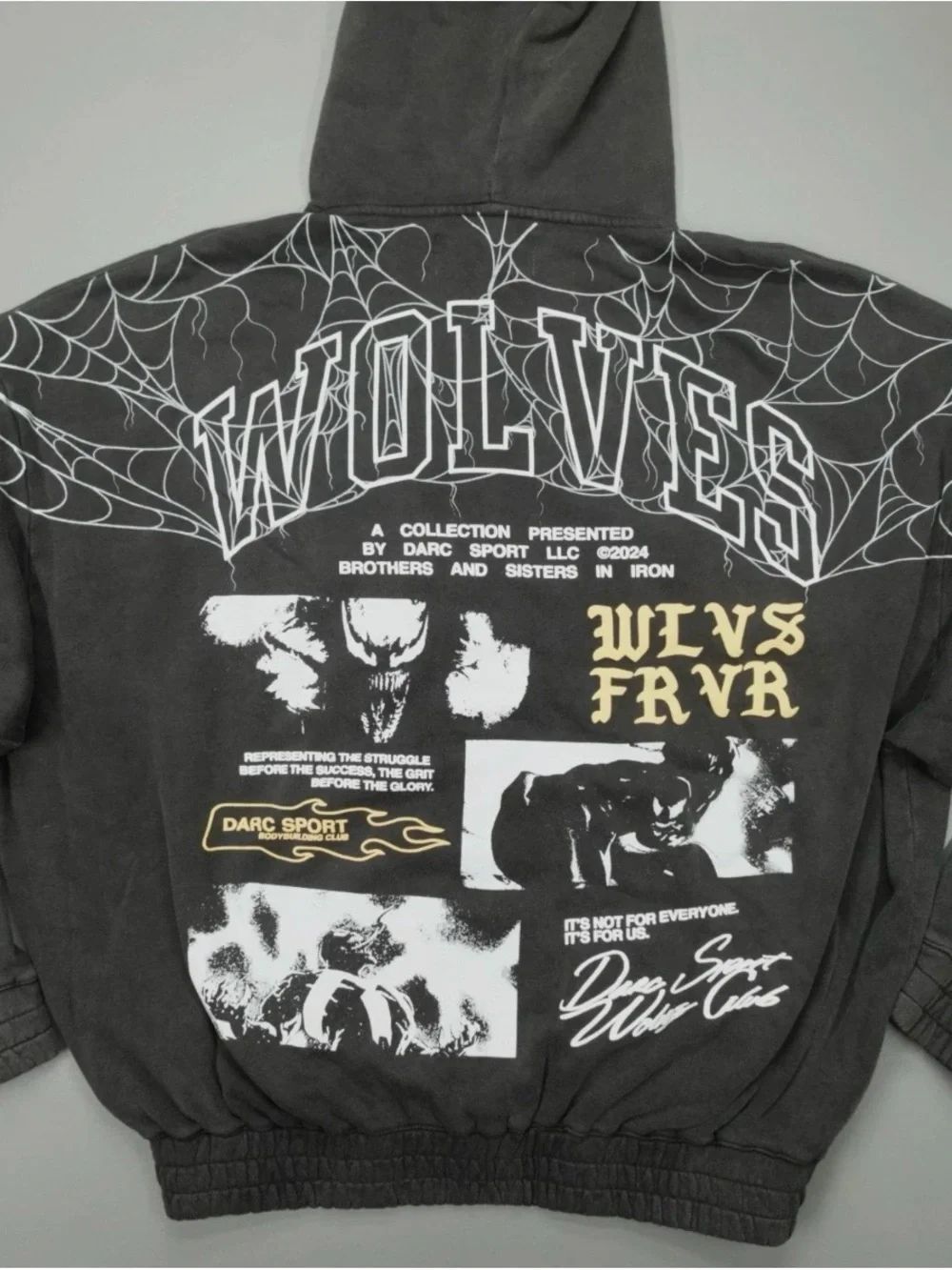 NWT Darc Sport Venom Marvel Graphic Hoodie Zip up Jacket - Charcoal - LargE
